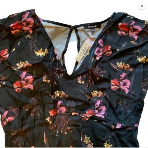 NWT Madewell Wide V-Neck Midi Dress Sz 10 - Picture 8 of 10